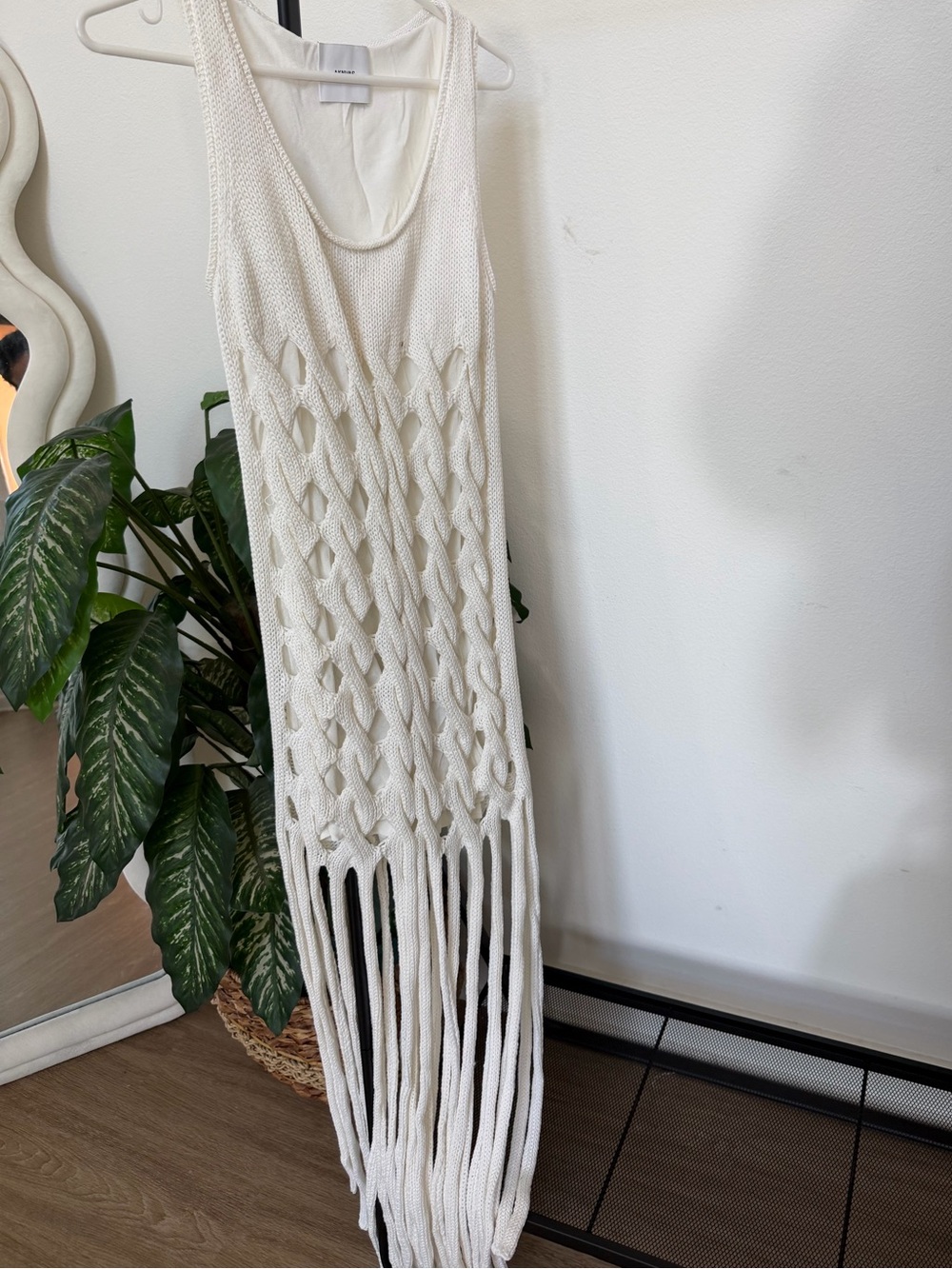 ANKVAS Aubri White heavy Crochet Fringe Tank Dress size small - Picture 4 of 10
